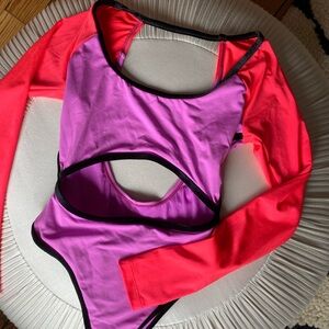 Speedo One-Piece Neon Colorblock Cutout Swimsuit